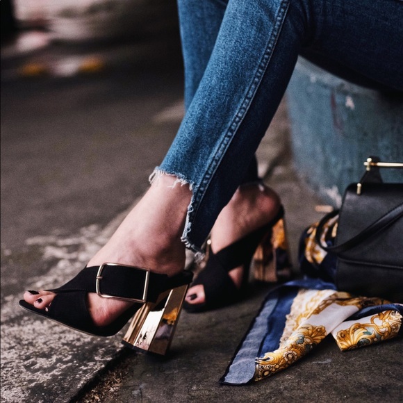 ASOS New Look Black Cross Heeled Mules - Picture 2 of 10